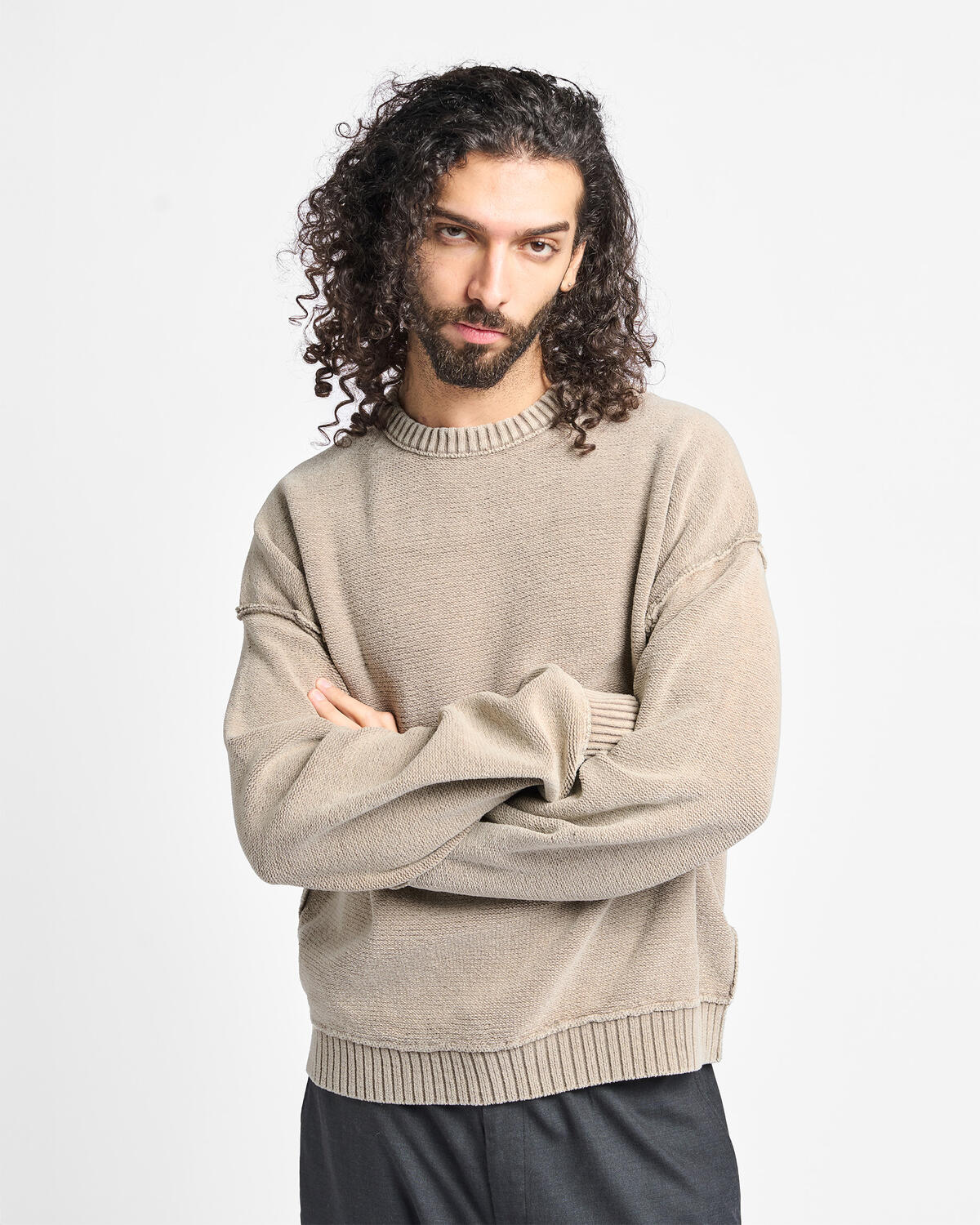 BEAMS 5 GAUGE GARMENT DYE COTTON CREW NECK | 11151840147-20 | AFEW